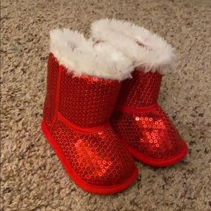 3-6 month baby Christmas santa red boots